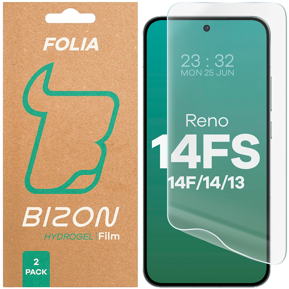 Folia hydrożelowa na ekran Bizon Film Hydrogel Front Duo do Oppo Reno14 / 14 FS / 14 F / 13, 2 sztuki